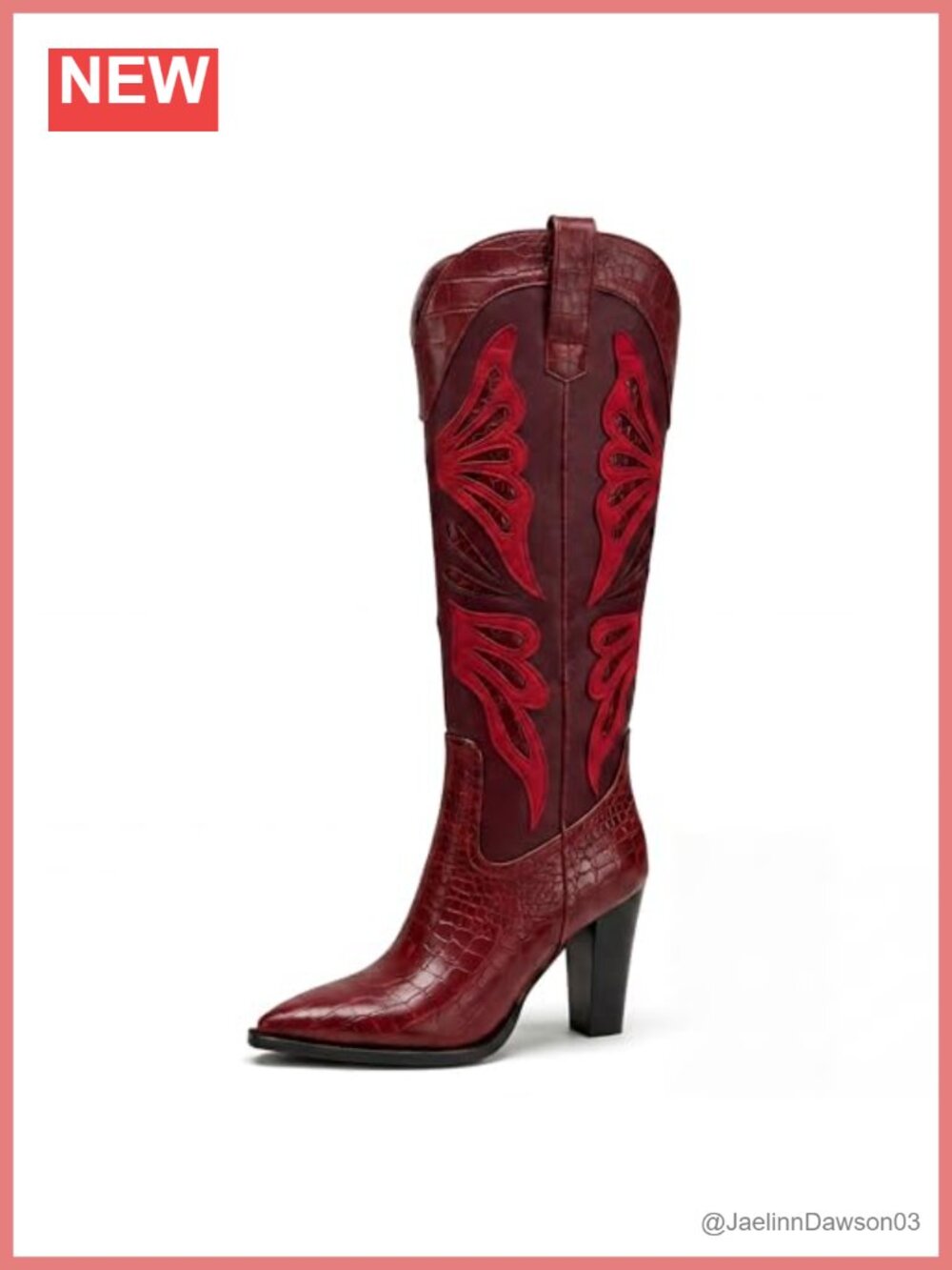 Women's Knee High Cowboy Boots High Heel Pointed Toe Faux Leather Snip Toe Zip